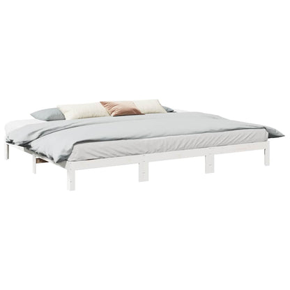 vidaXL Family Bed Frame No Mattress White 270x200 cm Solid Wood Pine 1