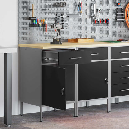 vidaXL Work Cabinet with Drawer 2 pcs Black and Grey 100 x 55 x 85 cm 1