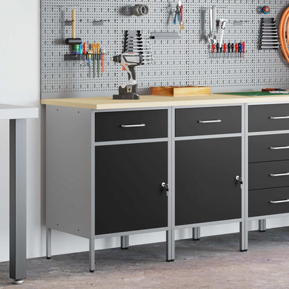 vidaXL Work Cabinet with Drawer 2 pcs Black and Grey 100 x 55 x 85 cm 3