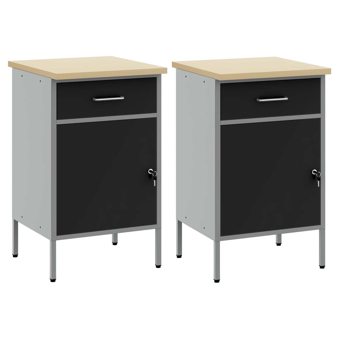 vidaXL Work Cabinet with Drawer 2 pcs Black and Grey 100 x 55 x 85 cm 5