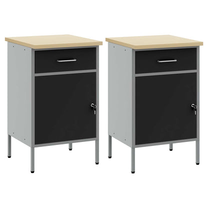 vidaXL Work Cabinet with Drawer 2 pcs Black and Grey 100 x 55 x 85 cm 5