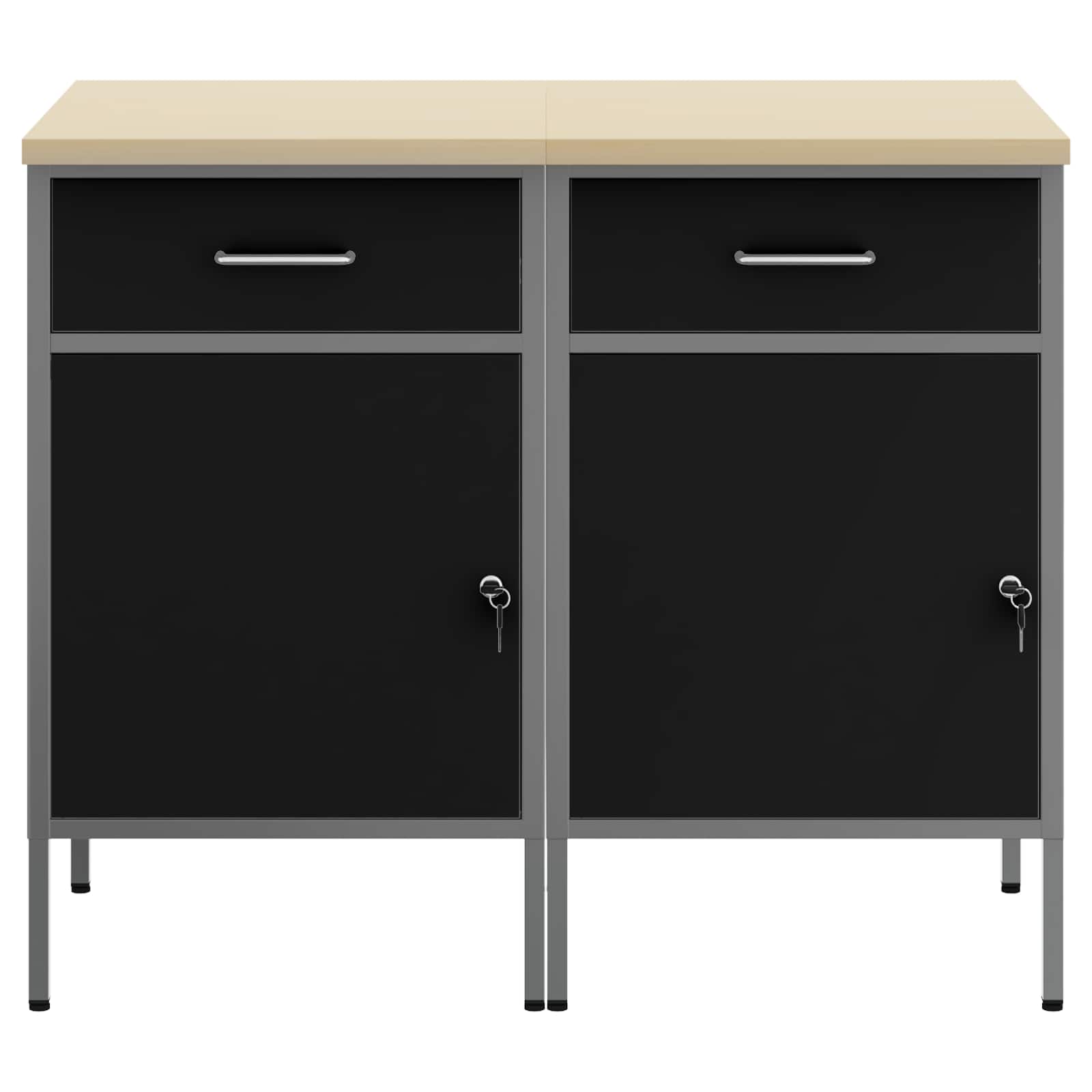 vidaXL Work Cabinet with Drawer 2 pcs Black and Grey 100 x 55 x 85 cm 6