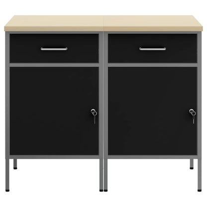 vidaXL Work Cabinet with Drawer 2 pcs Black and Grey 100 x 55 x 85 cm 6