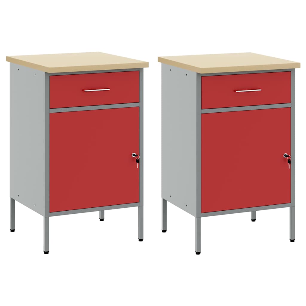 vidaXL Work Cabinet with Drawer 2 pcs Red and Grey 100 x 55 x 85 cm 5