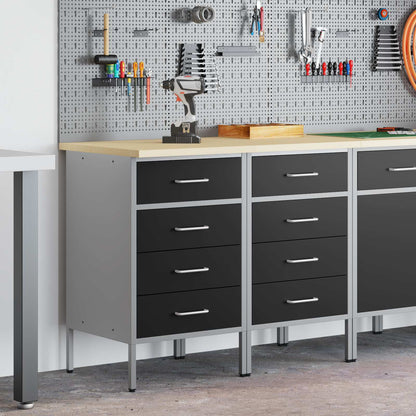 vidaXL Work Cabinet with Drawer 2 pcs Black and Grey 100 x 55 x 85 cm 3