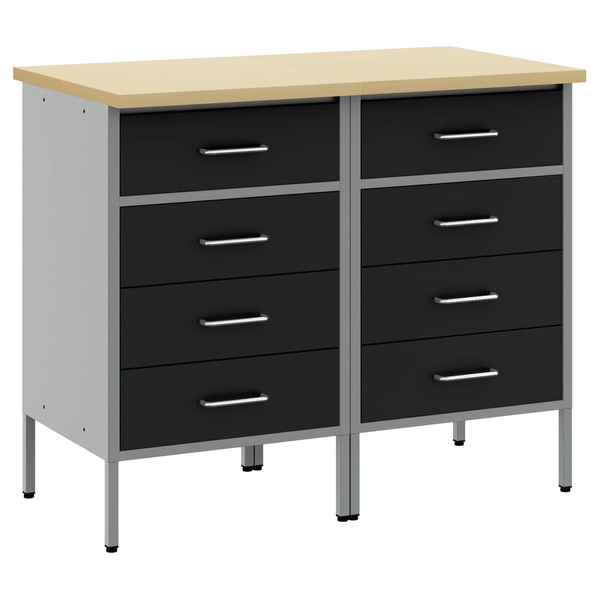 vidaXL Work Cabinet with Drawer 2 pcs Black and Grey 100 x 55 x 85 cm 2