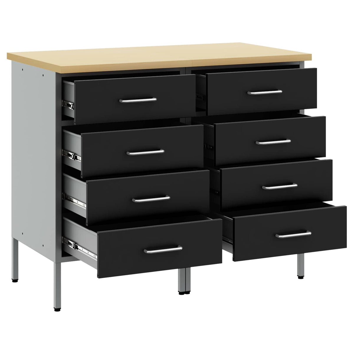vidaXL Work Cabinet with Drawer 2 pcs Black and Grey 100 x 55 x 85 cm 4