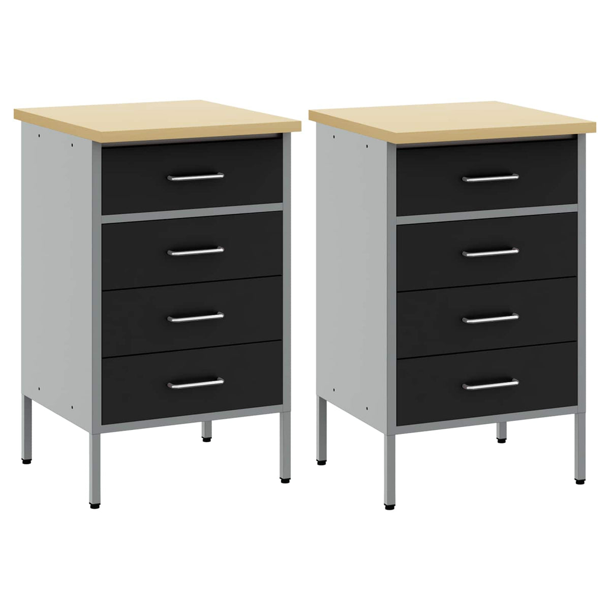 vidaXL Work Cabinet with Drawer 2 pcs Black and Grey 100 x 55 x 85 cm 5