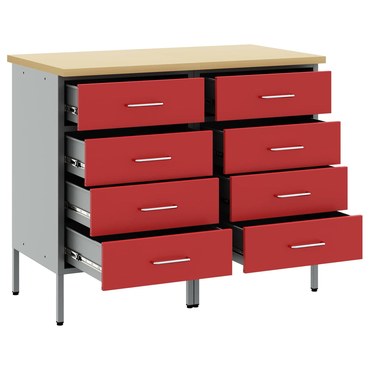 vidaXL Work Cabinet with Drawer 2 pcs Red and Grey 100 x 55 x 85 cm 4