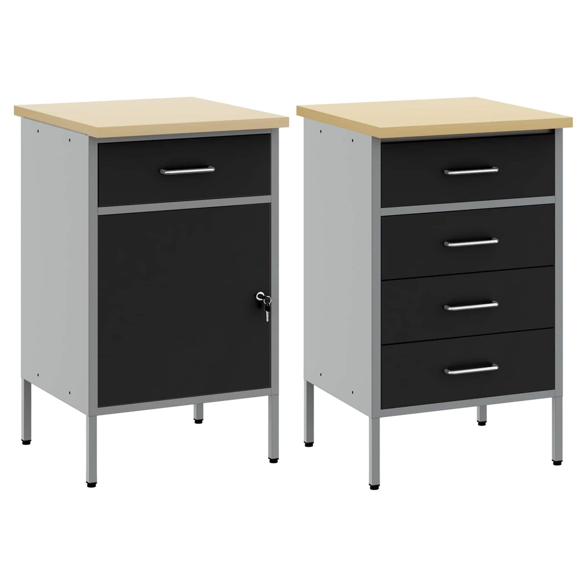 vidaXL Work Cabinet with Drawer 2 pcs Black and Grey 100 x 55 x 85 cm 5