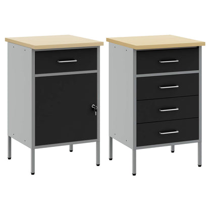vidaXL Work Cabinet with Drawer 2 pcs Black and Grey 100 x 55 x 85 cm 5