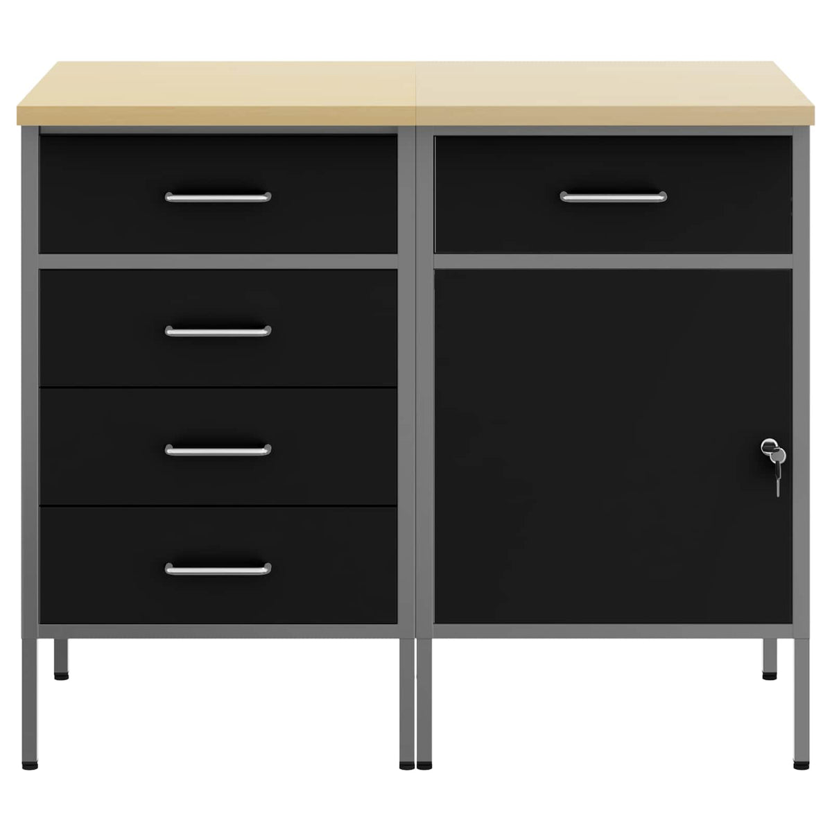 vidaXL Work Cabinet with Drawer 2 pcs Black and Grey 100 x 55 x 85 cm 6