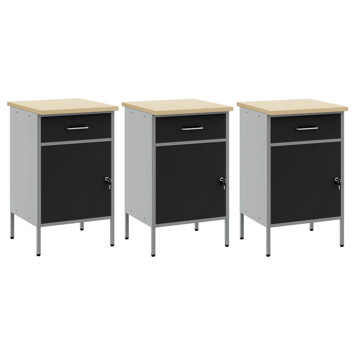 vidaXL Work Cabinet with Drawer 3 pcs Black and Grey 150 x 55 x 85 cm 5