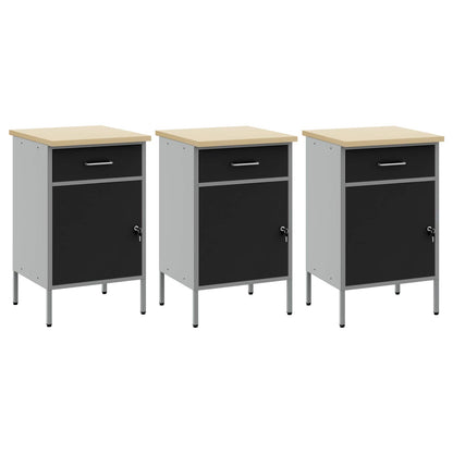 vidaXL Work Cabinet with Drawer 3 pcs Black and Grey 150 x 55 x 85 cm 5