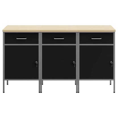 vidaXL Work Cabinet with Drawer 3 pcs Black and Grey 150 x 55 x 85 cm 6