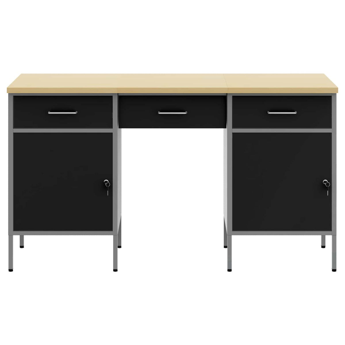 vidaXL Work Cabinet with Drawer 3 pcs Black Engineered Wood and Steel 2