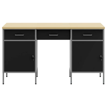 vidaXL Work Cabinet with Drawer 3 pcs Black Engineered Wood and Steel 2