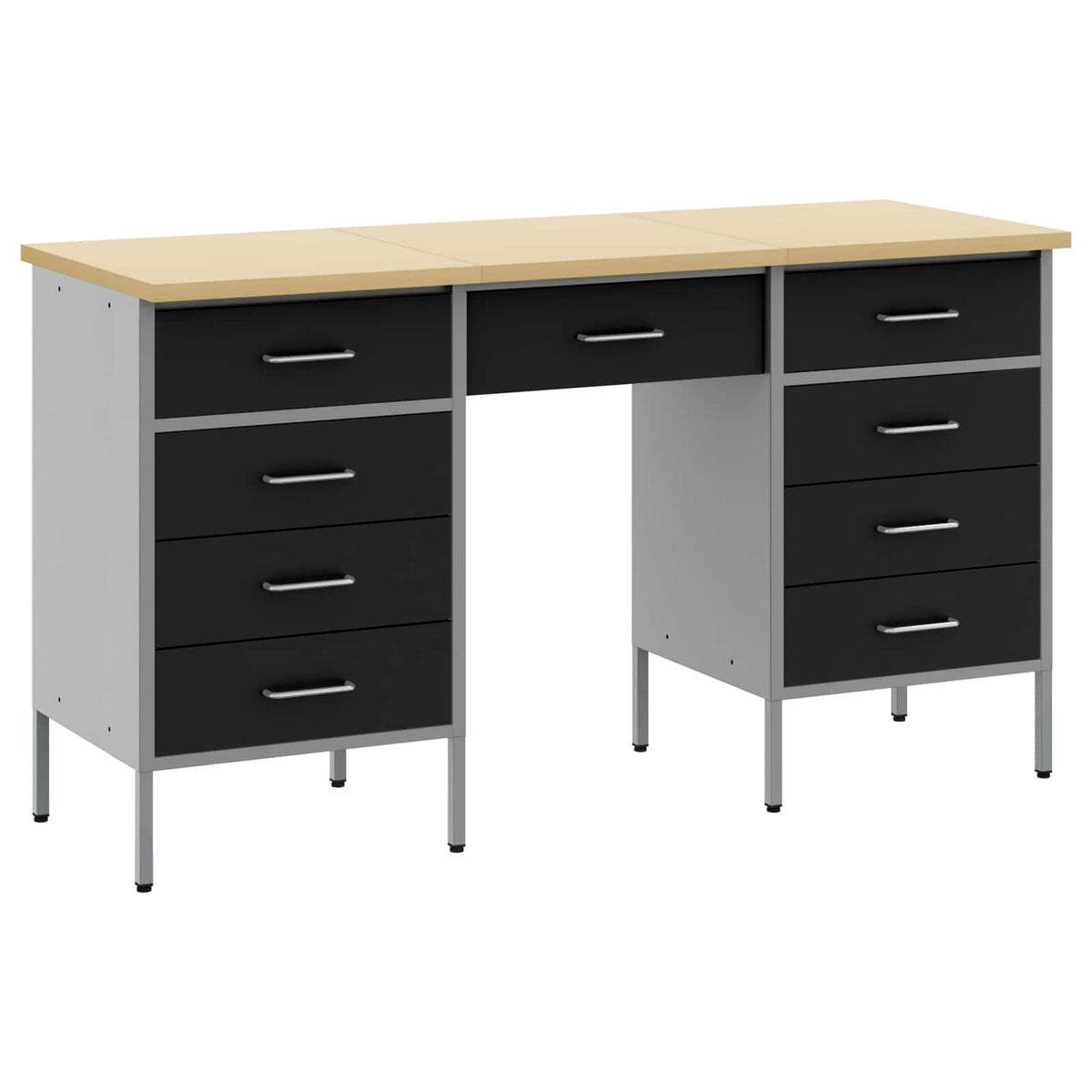 vidaXL Work Cabinet with Drawer 3 pcs Black Engineered Wood and Steel 1