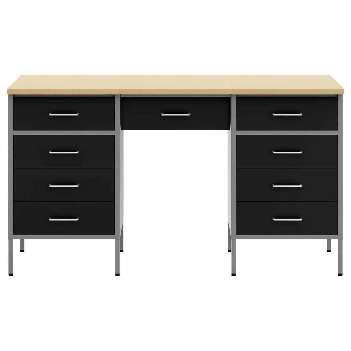 vidaXL Work Cabinet with Drawer 3 pcs Black Engineered Wood and Steel 2