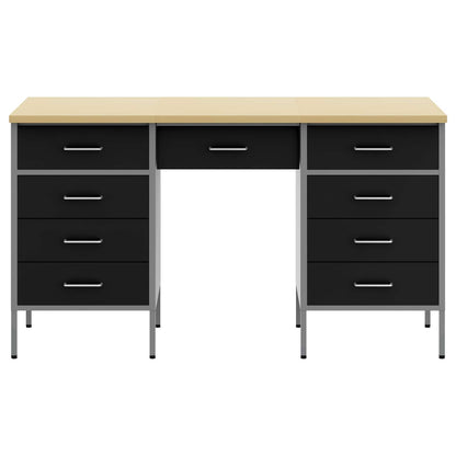 vidaXL Work Cabinet with Drawer 3 pcs Black Engineered Wood and Steel 2
