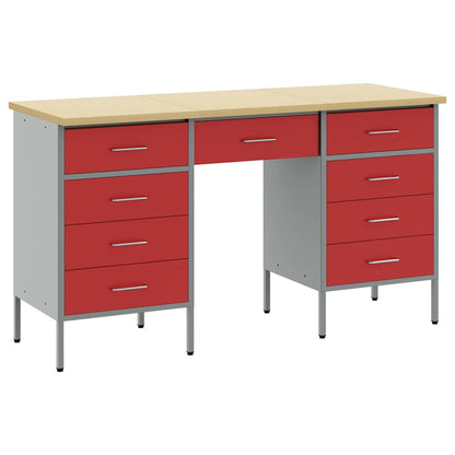 vidaXL Work Cabinet with Drawer 3 pcs Red Engineered Wood and Steel 2