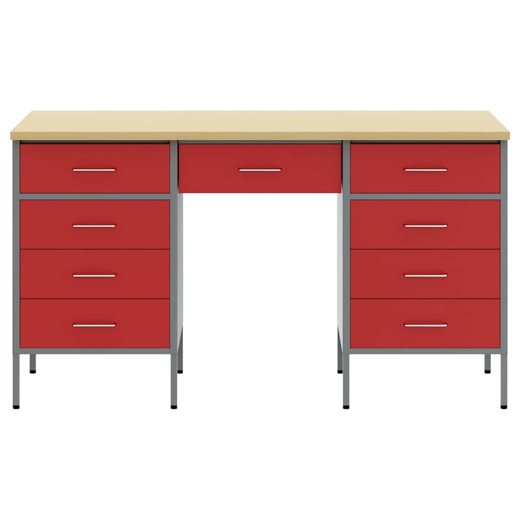 vidaXL Work Cabinet with Drawer 3 pcs Red Engineered Wood and Steel 6
