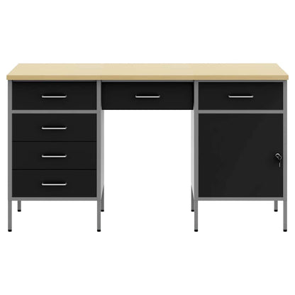 vidaXL Work Cabinet with Drawer 3 pcs Black Engineered Wood and Steel 5