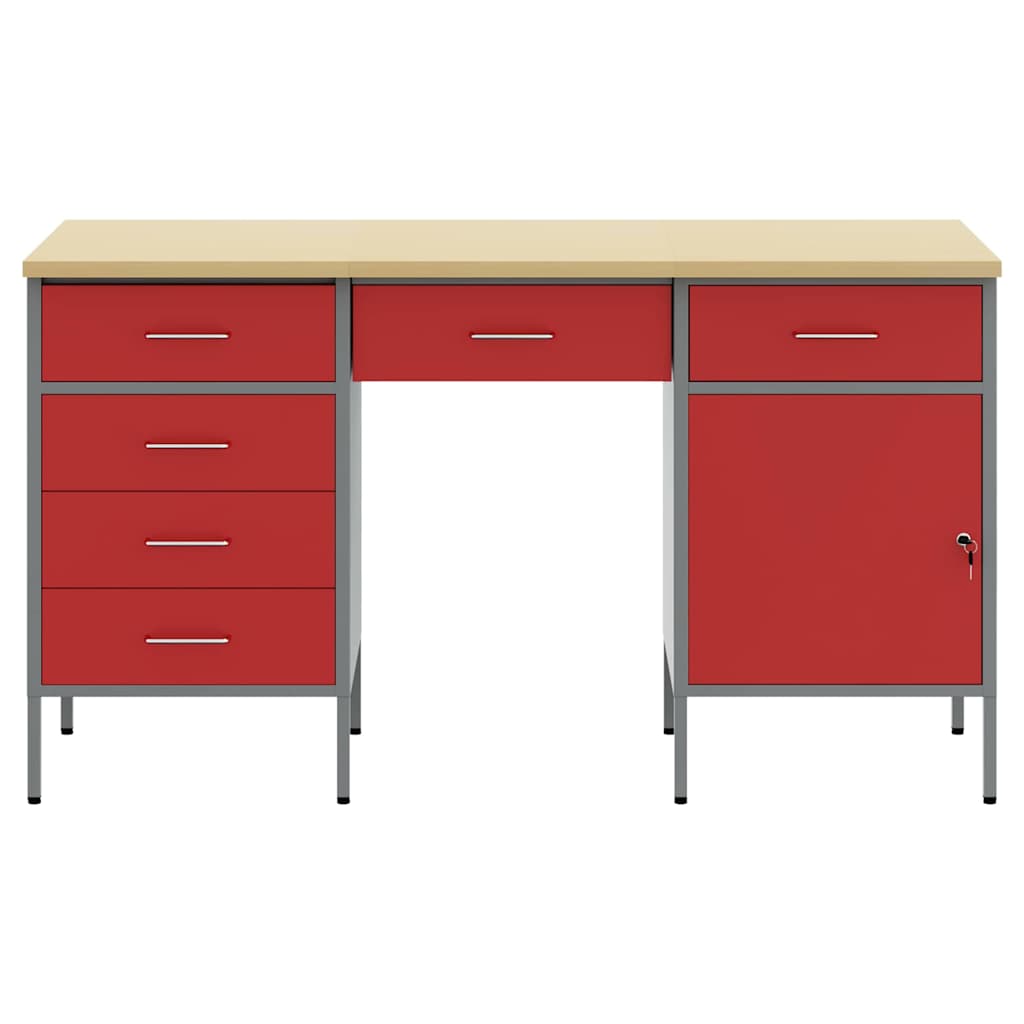 vidaXL Work Cabinet with Drawer 3 pcs Red Engineered Wood and Steel 5