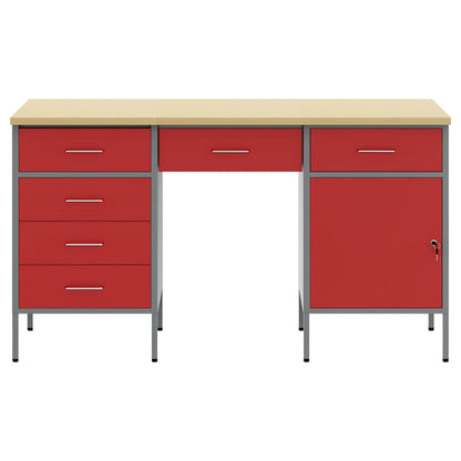 vidaXL Work Cabinet with Drawer 3 pcs Red Engineered Wood and Steel 5