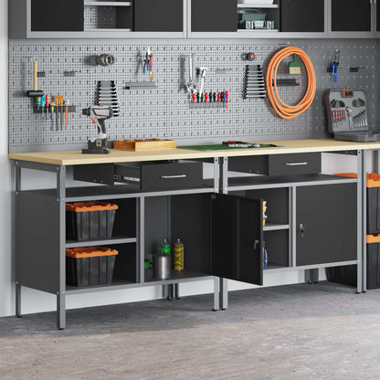vidaXL Work Bench Set 2 pcs Black Steel 1