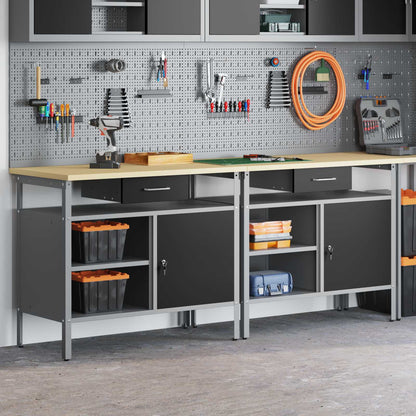 vidaXL Work Bench Set 2 pcs Black Steel 3