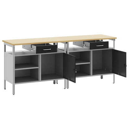 vidaXL Work Bench Set 2 pcs Black Steel 4