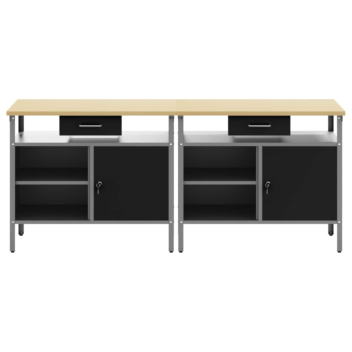 vidaXL Work Bench Set 2 pcs Black Steel 6