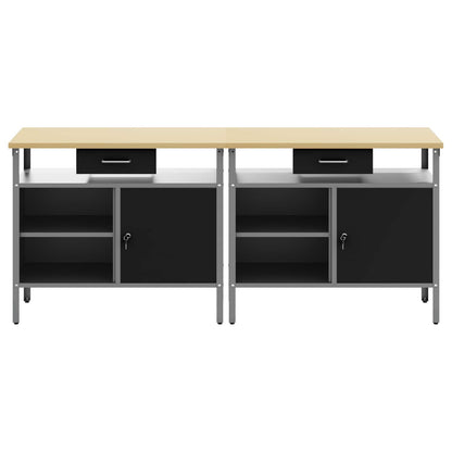 vidaXL Work Bench Set 2 pcs Black Steel 6