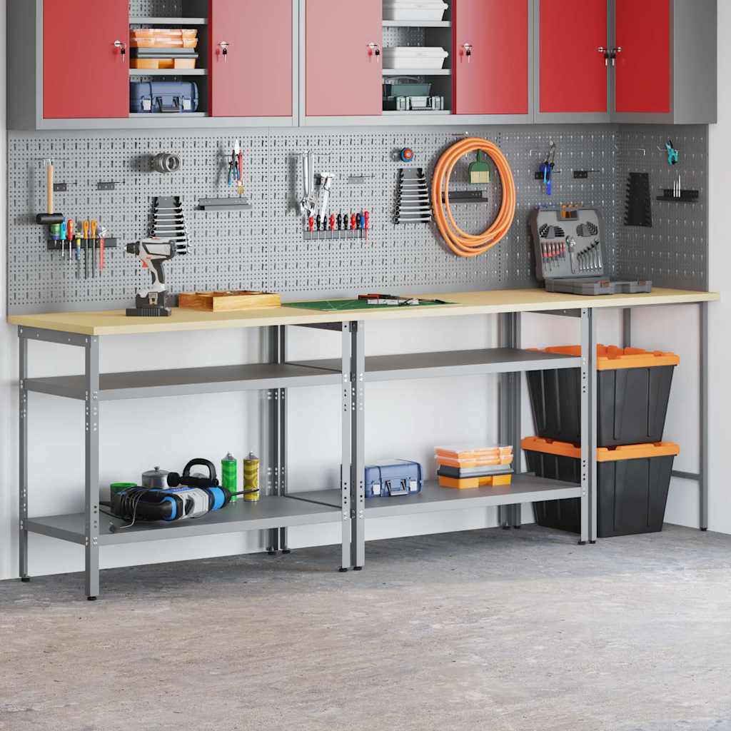 vidaXL Work Bench Set 3 pcs Beige and Grey Powder-Coated Steel 1