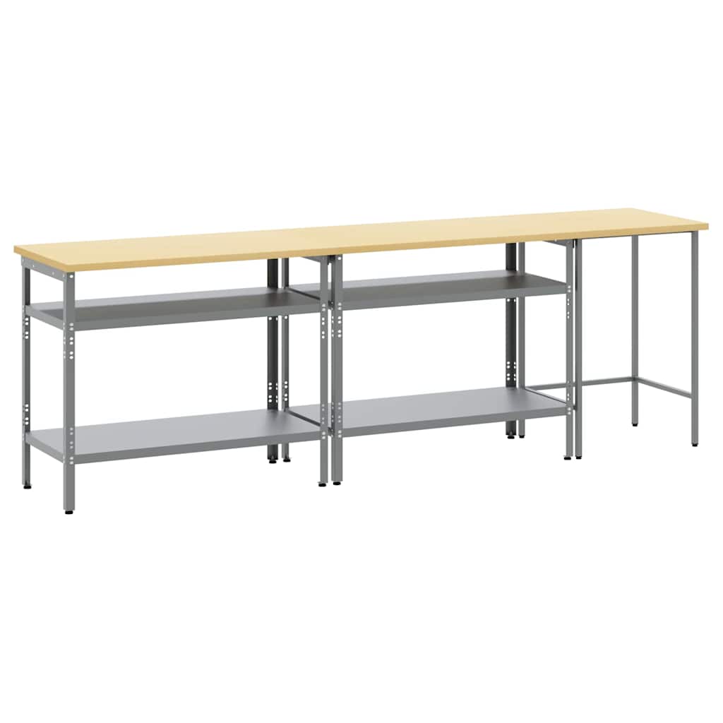 vidaXL Work Bench Set 3 pcs Beige and Grey Powder-Coated Steel 2