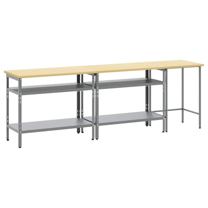 vidaXL Work Bench Set 3 pcs Beige and Grey Powder-Coated Steel 2