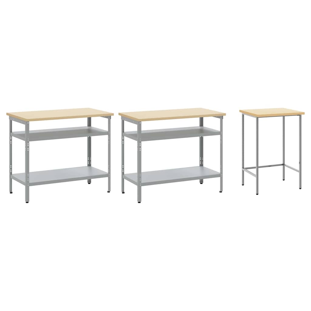 vidaXL Work Bench Set 3 pcs Beige and Grey Powder-Coated Steel 3