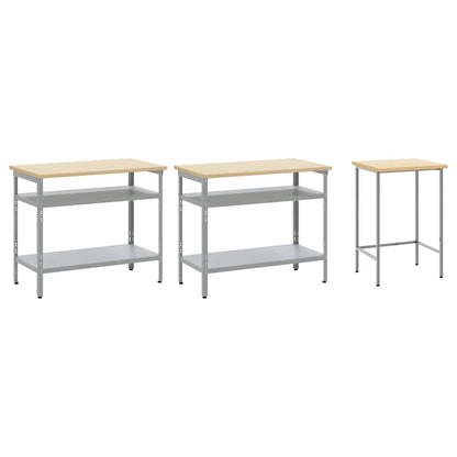 vidaXL Work Bench Set 3 pcs Beige and Grey Powder-Coated Steel 3