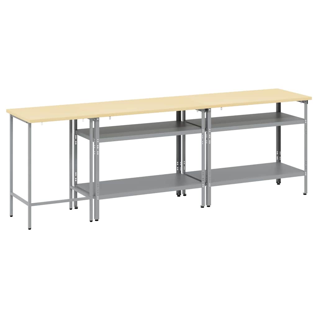 vidaXL Work Bench Set 3 pcs Beige and Grey Powder-Coated Steel 4