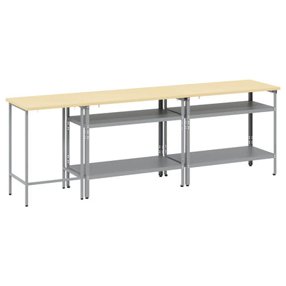 vidaXL Work Bench Set 3 pcs Beige and Grey Powder-Coated Steel 4