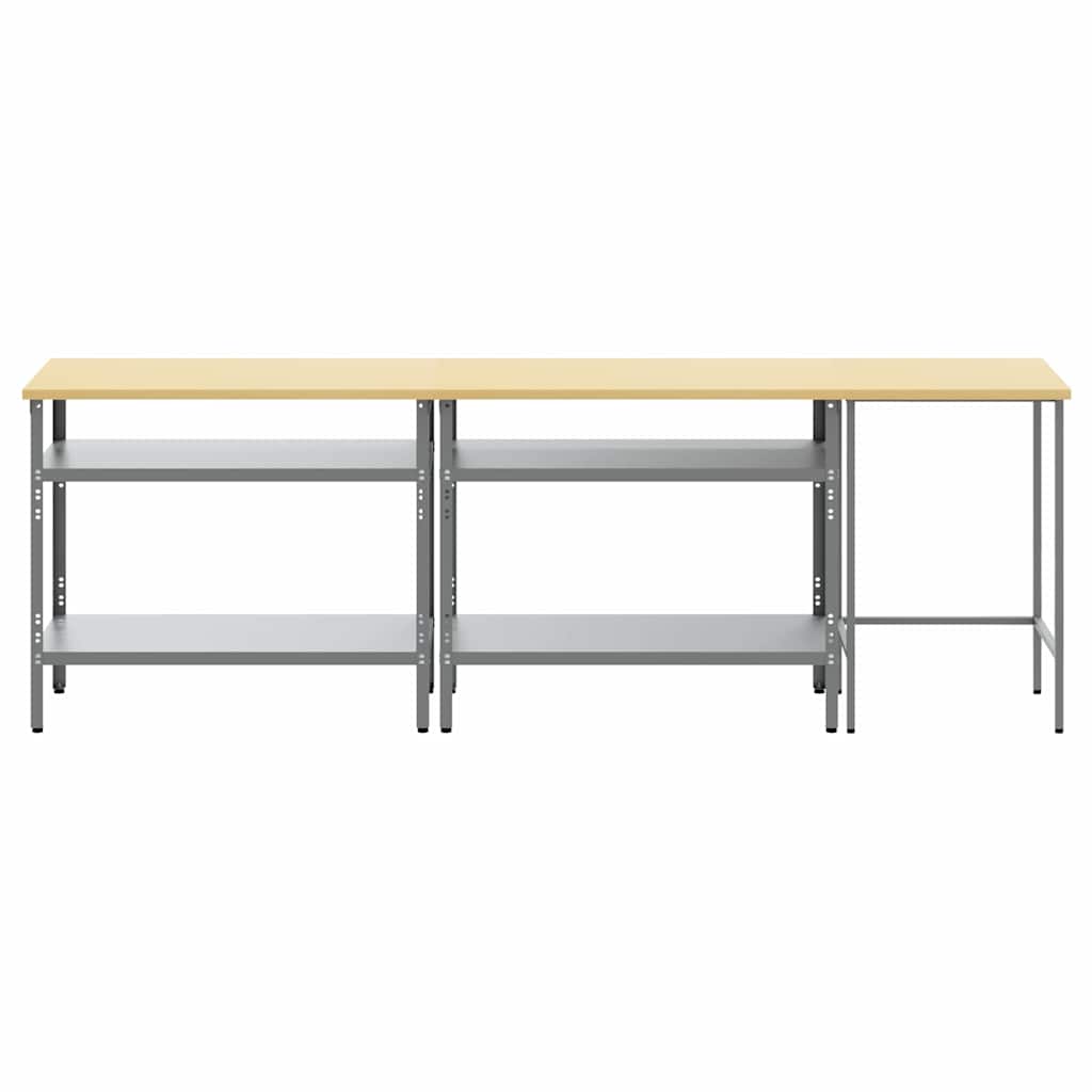 vidaXL Work Bench Set 3 pcs Beige and Grey Powder-Coated Steel 6
