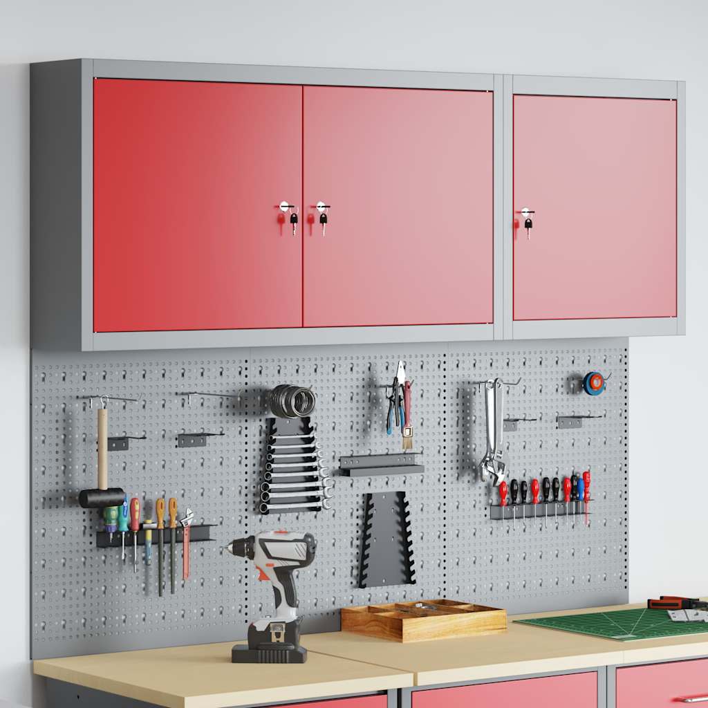 vidaXL Tool Cabinet Set with Shelf 5 pcs Red Powder-Coated Steel 1