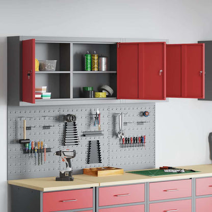 vidaXL Tool Cabinet Set with Shelf 5 pcs Red Powder-Coated Steel 4