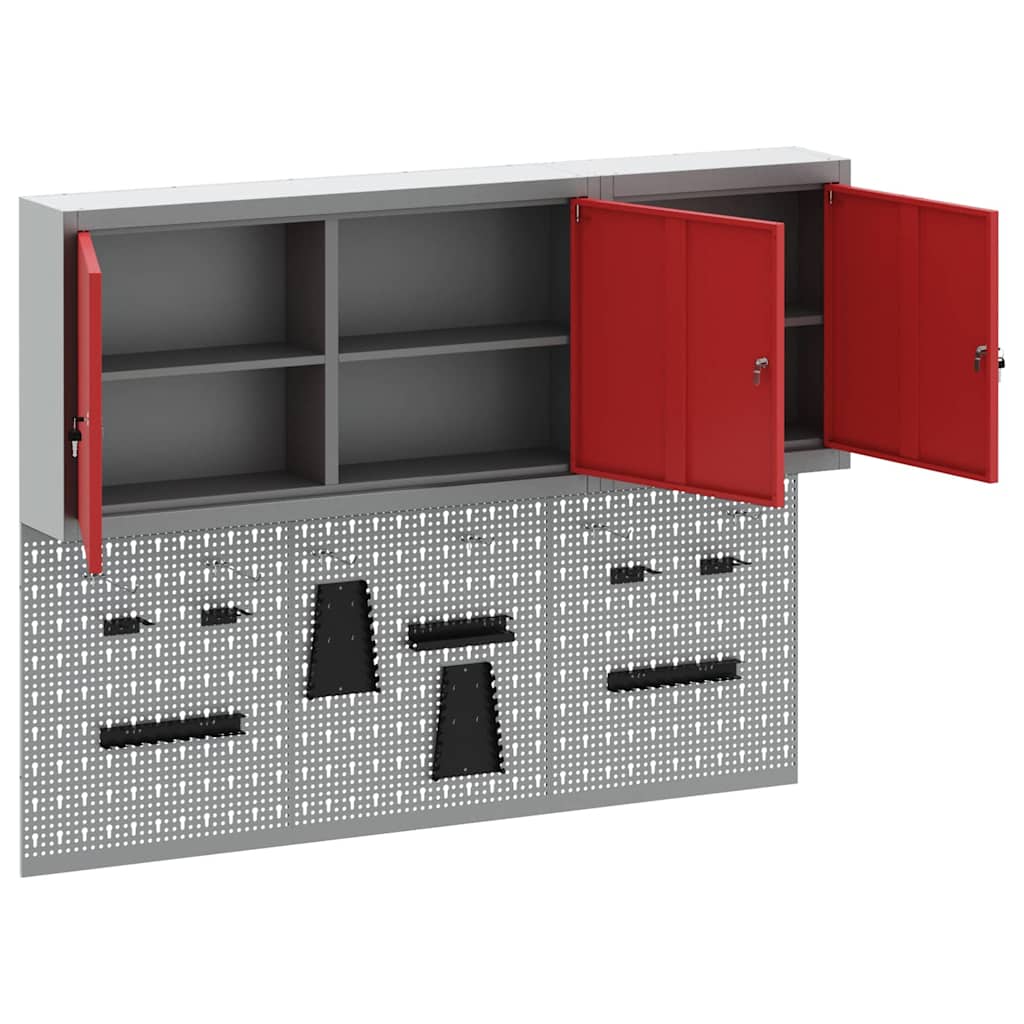 vidaXL Tool Cabinet Set with Shelf 5 pcs Red Powder-Coated Steel 5