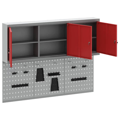 vidaXL Tool Cabinet Set with Shelf 5 pcs Red Powder-Coated Steel 5