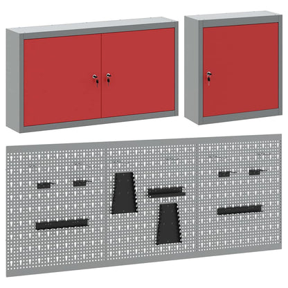 vidaXL Tool Cabinet Set with Shelf 5 pcs Red Powder-Coated Steel 6