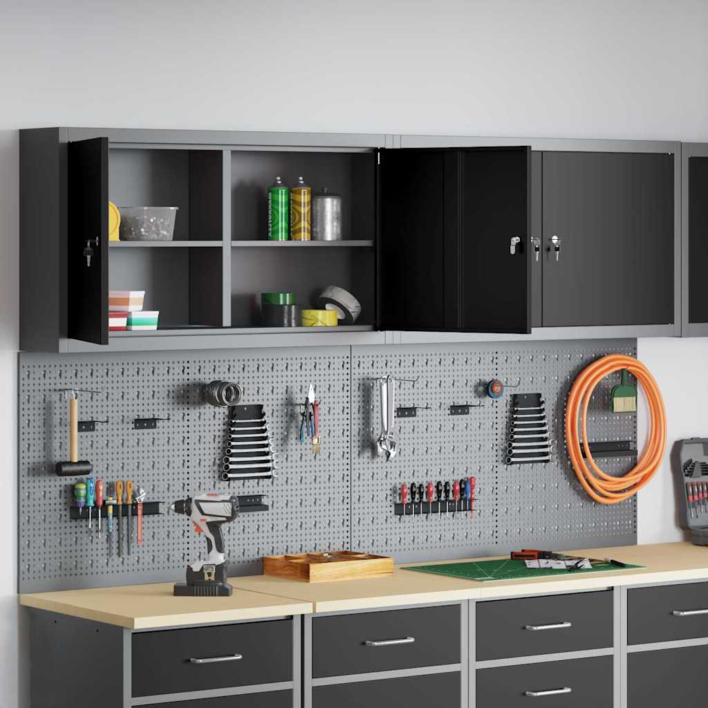 vidaXL Tool Cabinet Set with Shelf 6 pcs Black Powder-Coated Steel 4
