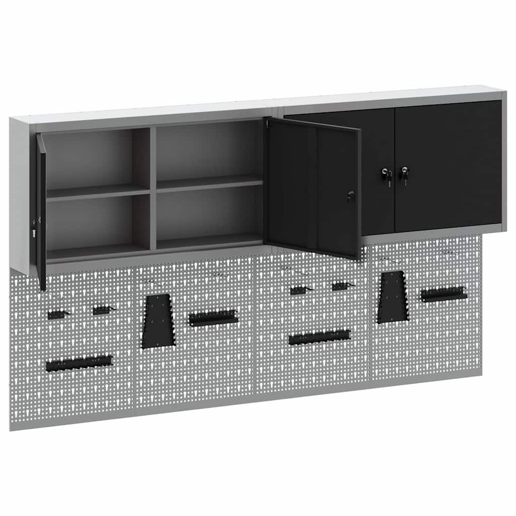 vidaXL Tool Cabinet Set with Shelf 6 pcs Black Powder-Coated Steel 5