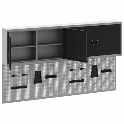 vidaXL Tool Cabinet Set with Shelf 6 pcs Black Powder-Coated Steel 5